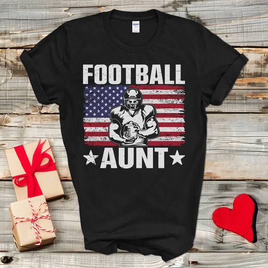 Football Aunt American Flag T-Shirt