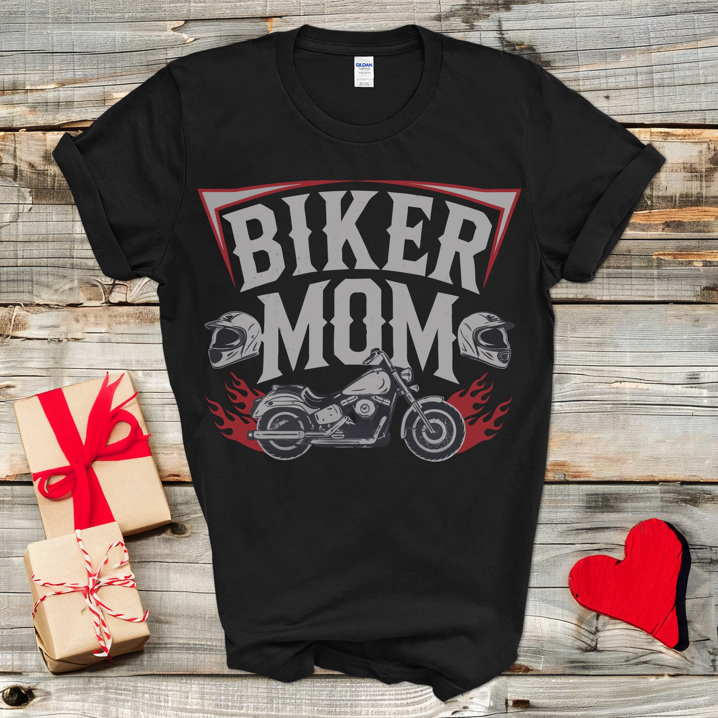 Biker Mom Flames T-Shirt