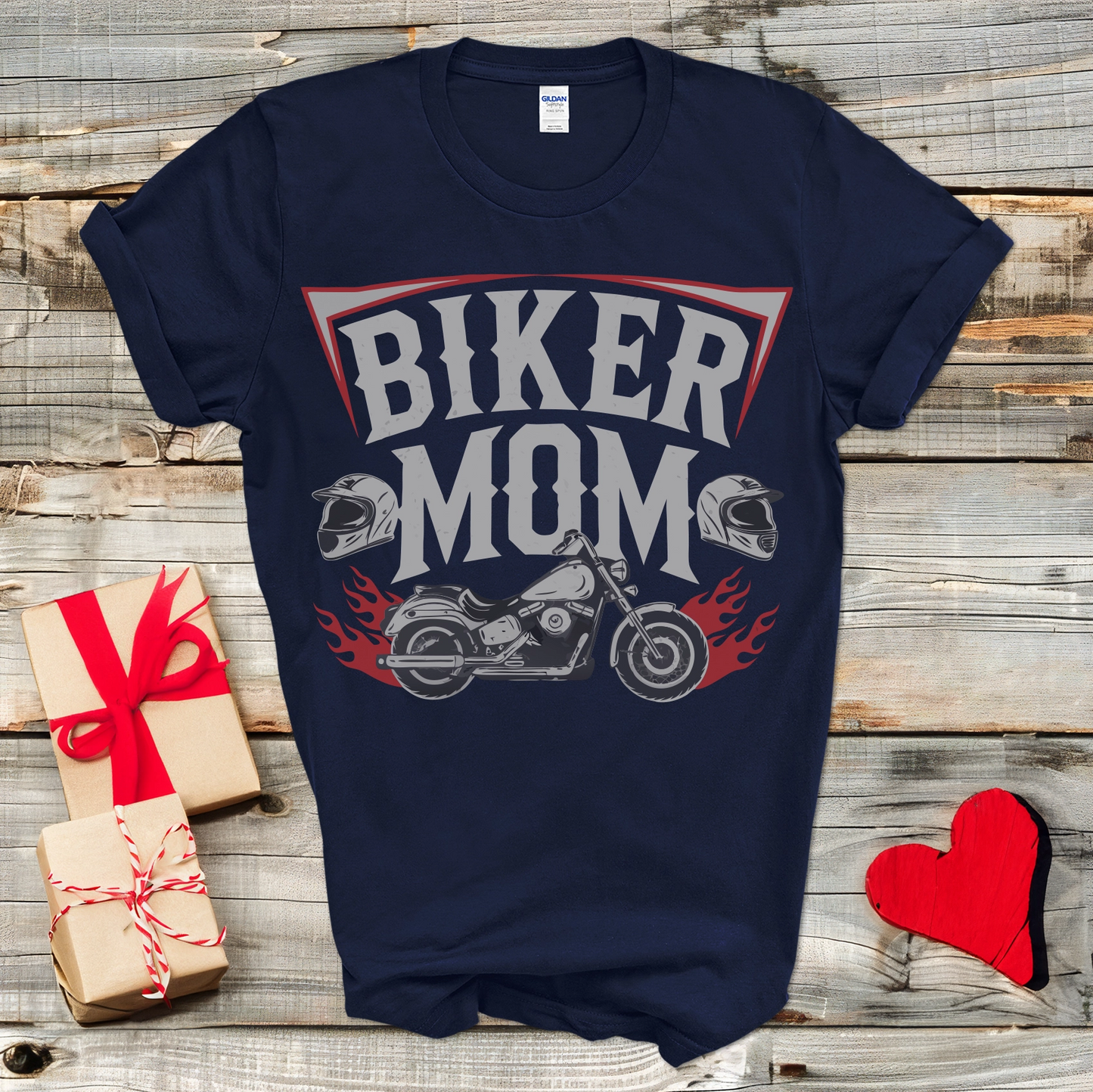 Biker Mom Flames T-Shirt